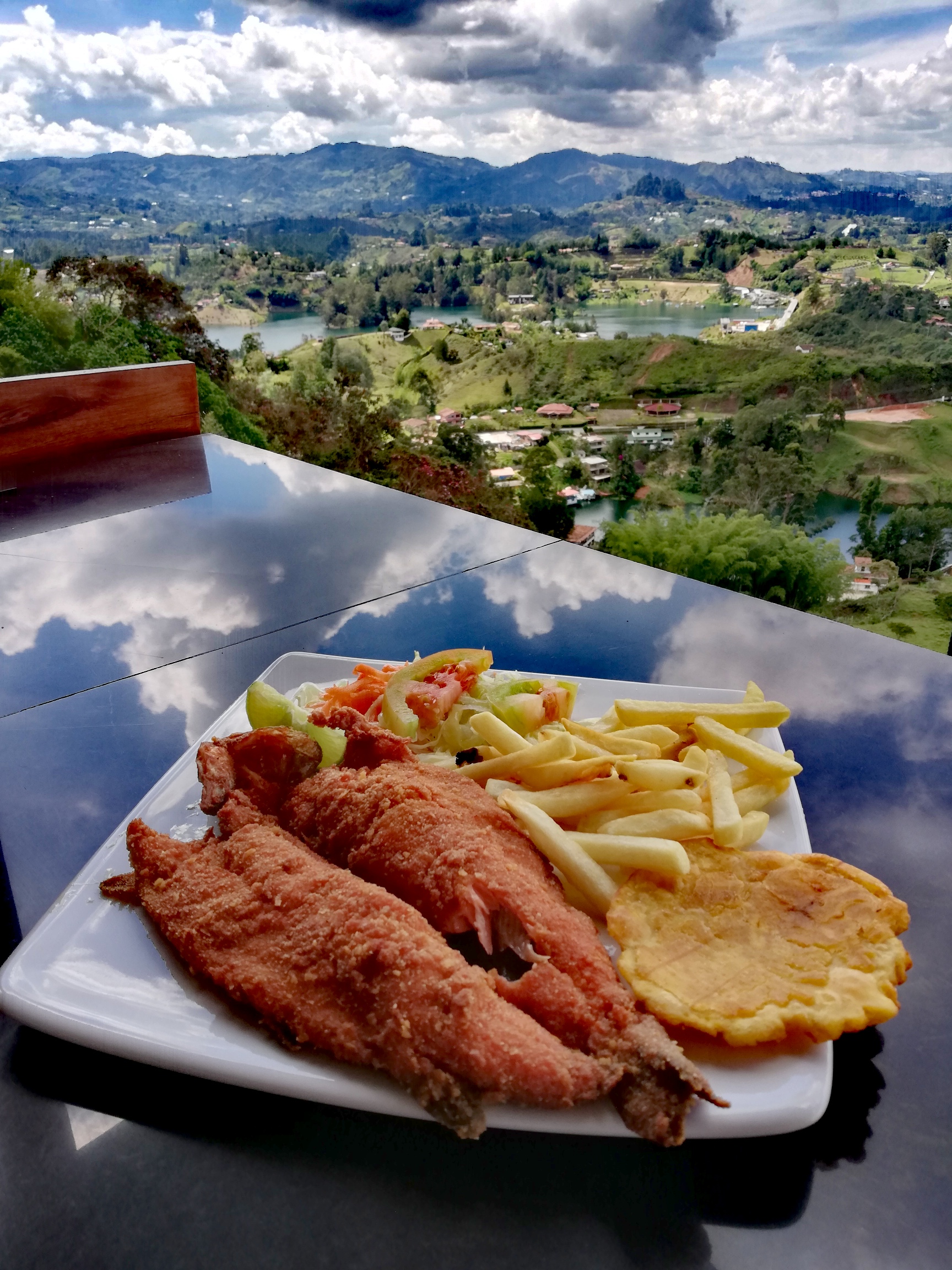 Fish and chips at El Penol, Guatape, Colombia