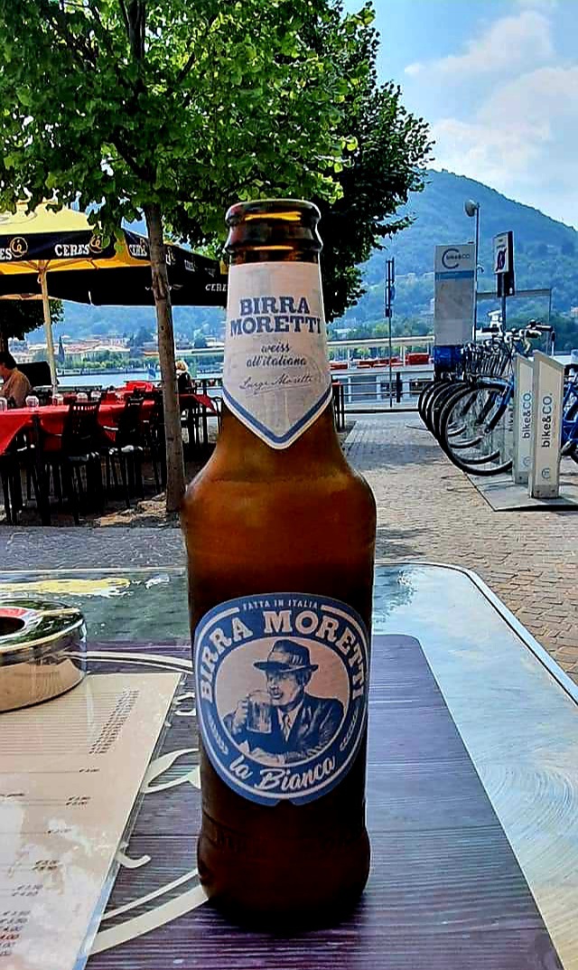 having a cold beer