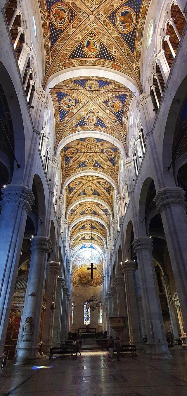 the cathedral ceiling